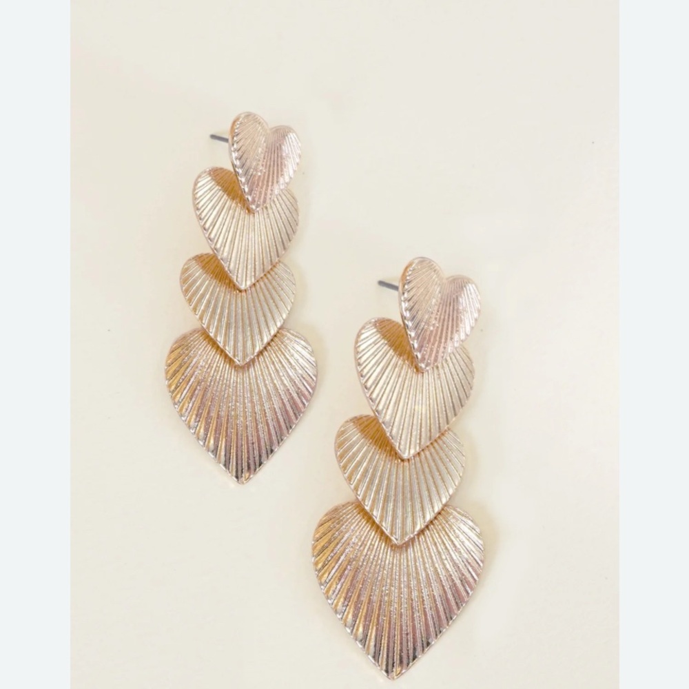 Gold-Toned Heart Drop Earrings